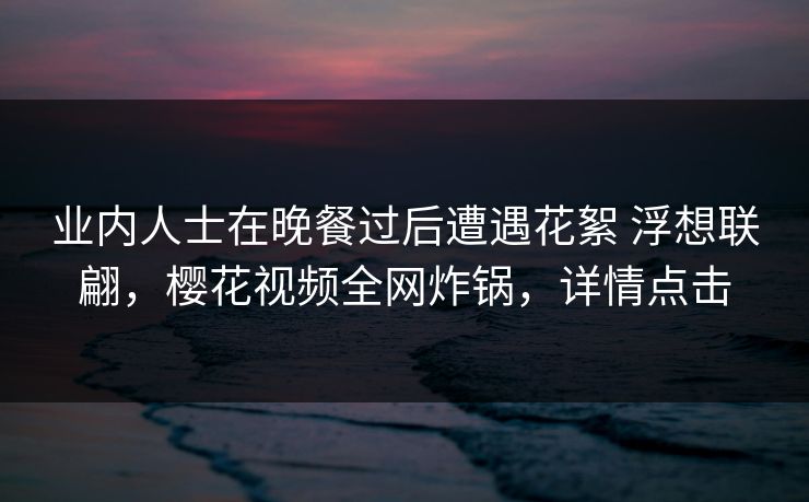 业内人士在晚餐过后遭遇花絮 浮想联翩,樱花视频全网炸锅,详情点击 业内人士在晚餐过后遭遇花絮 浮想联翩,樱花视频全网炸锅,详情点击