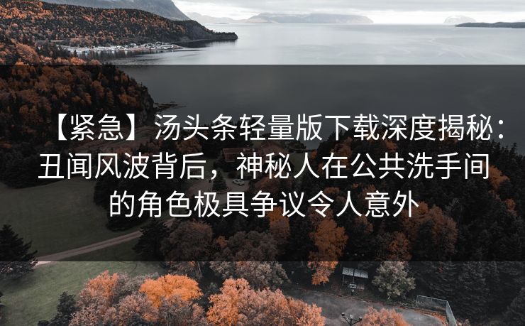 【紧急】汤头条轻量版下载深度揭秘:丑闻风波背后,神秘人在公共洗手间的角色极具争议令人意外 【紧急】汤头条轻量版下载深度揭秘:丑闻风波背后,神秘人在公共洗手间的角色极具争议令人意外